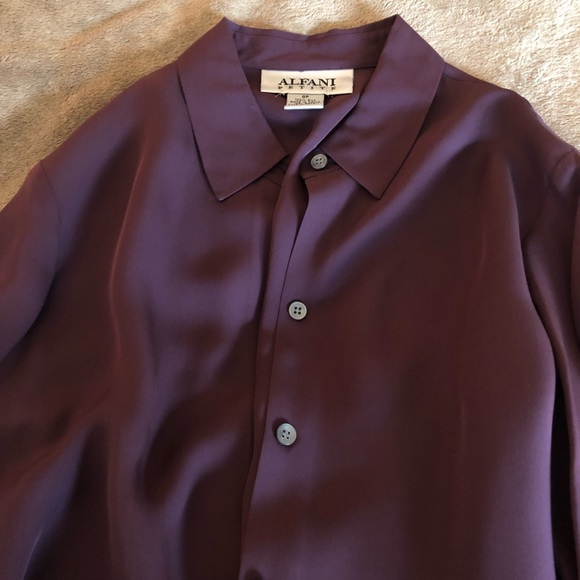 Alfani 100% Silk blouse burgundy color (8P) - Picture 2 of 4